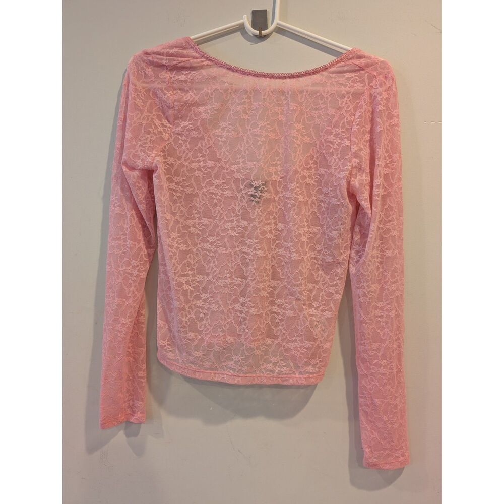 Wild Fable Pink Top Lacey Low Scoop Back Sz L Coquette Girl Romantic